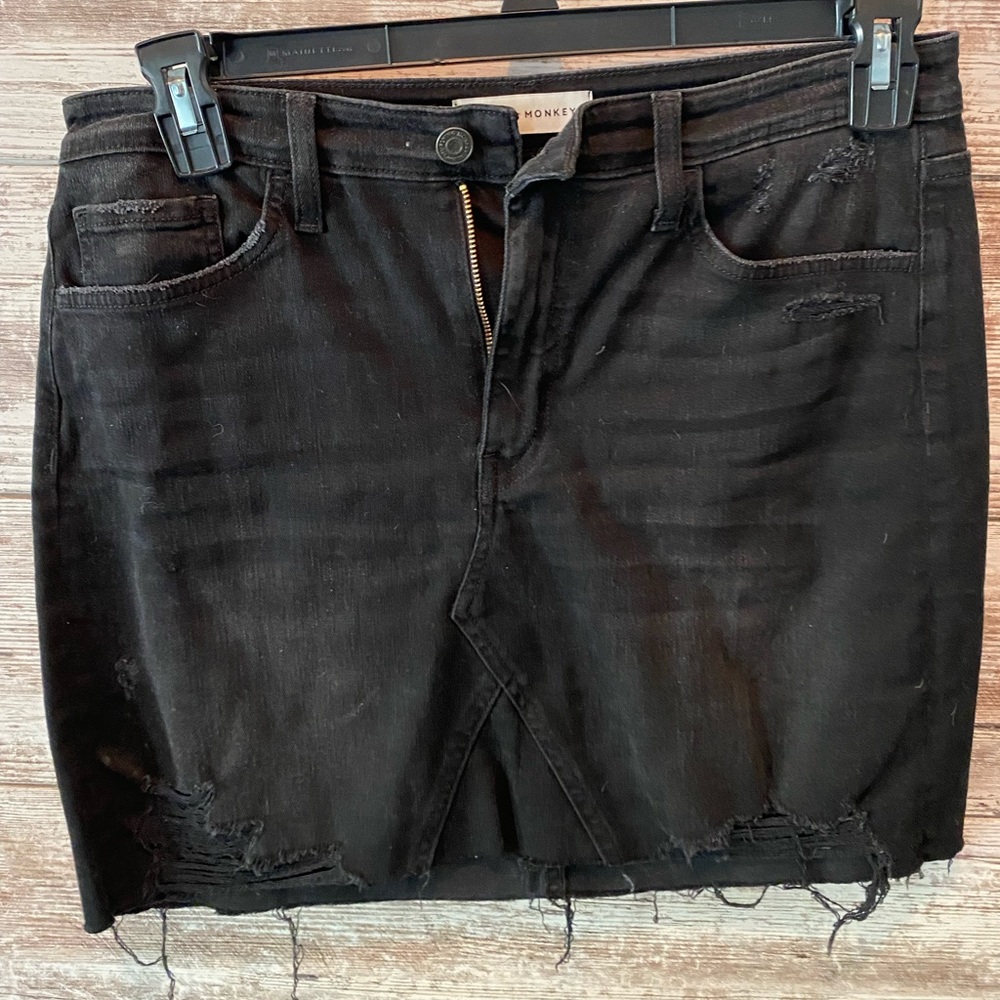 Black denim skirt